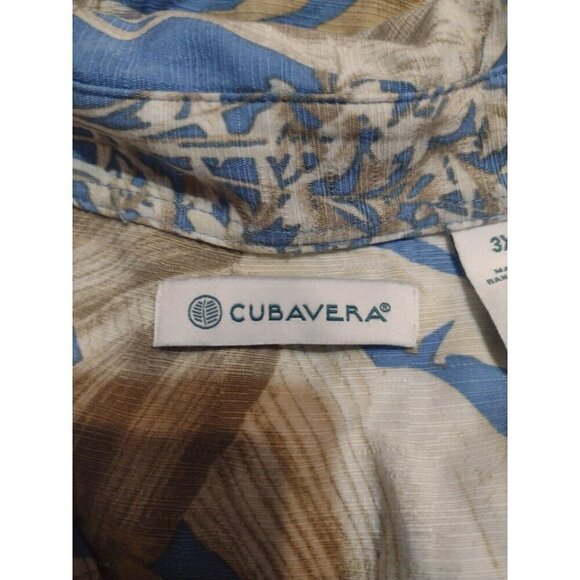 Cubavera Shirt Mens 3X Blue Floral Hawaiian Button Up Short Sleeve Viscose - Picture 7 of 12